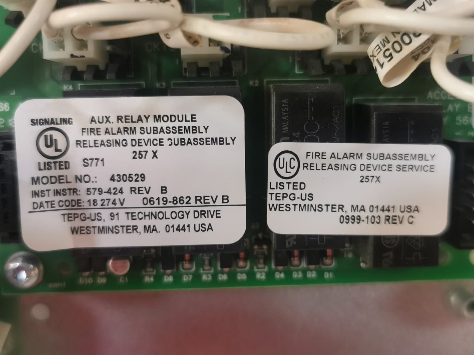 FIRE ALARM EQUIPMENT ASSY-566 FIRE ALARM EQUIPMENT 257X 0999-091-C ALARM SYSTEM Assy 566-353 with 430529 Board 10