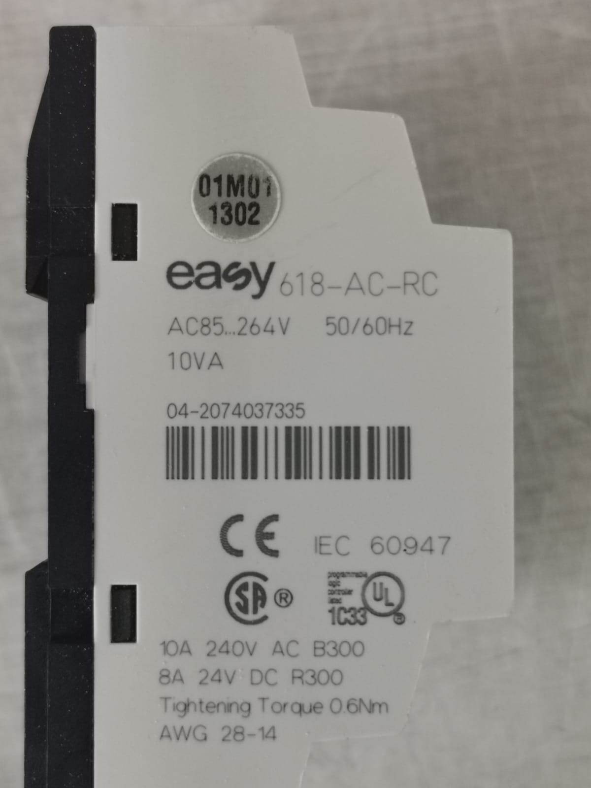 Eaton EASY-618 MOELLER EASY 618-AC-RC CONTROL RELAY 10 VA 50-60Hz 3