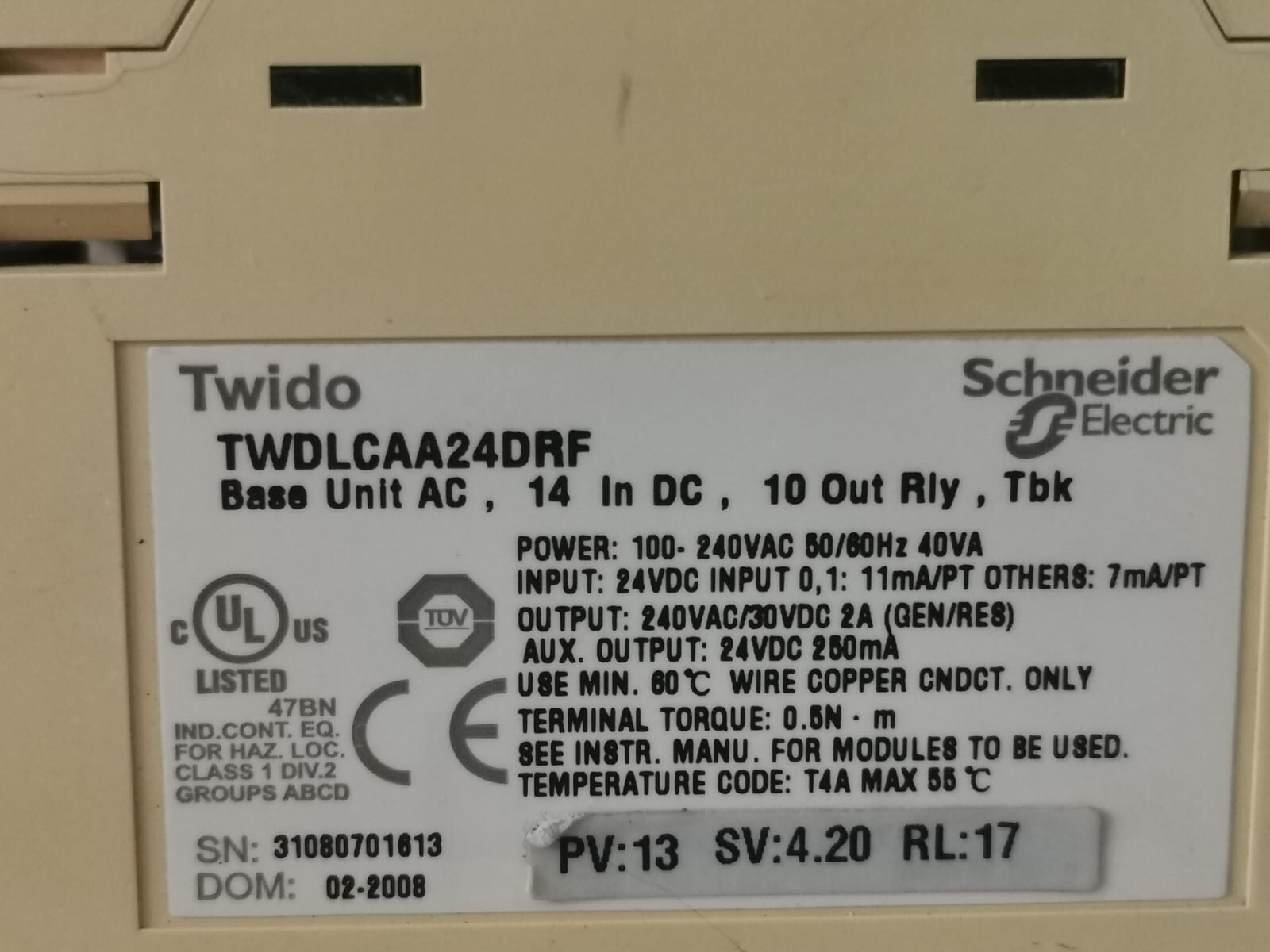 Telemecanique TWDLCAA24DRF Telemecanique By Schneider TWDLCAA24DRF Compact Base PV:13 SV:4.20 RL:17 2