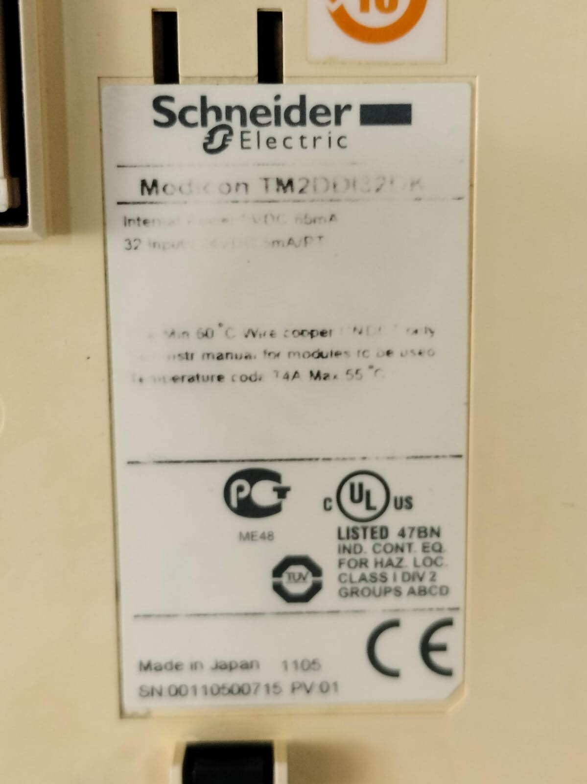 Schneider Electric TM2DD3I2DK SCHNEIDER ELECTRIC MODICON TM2DD3I2DK INPUT MODULE 4