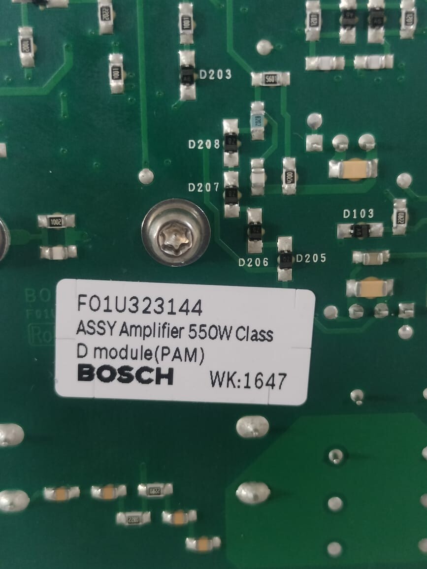 Bosch WK-1647 BOSCH WK:1647 F01U323144 ASSY AMPLIFIER 550W CLASS D MODULE (PAM) 3