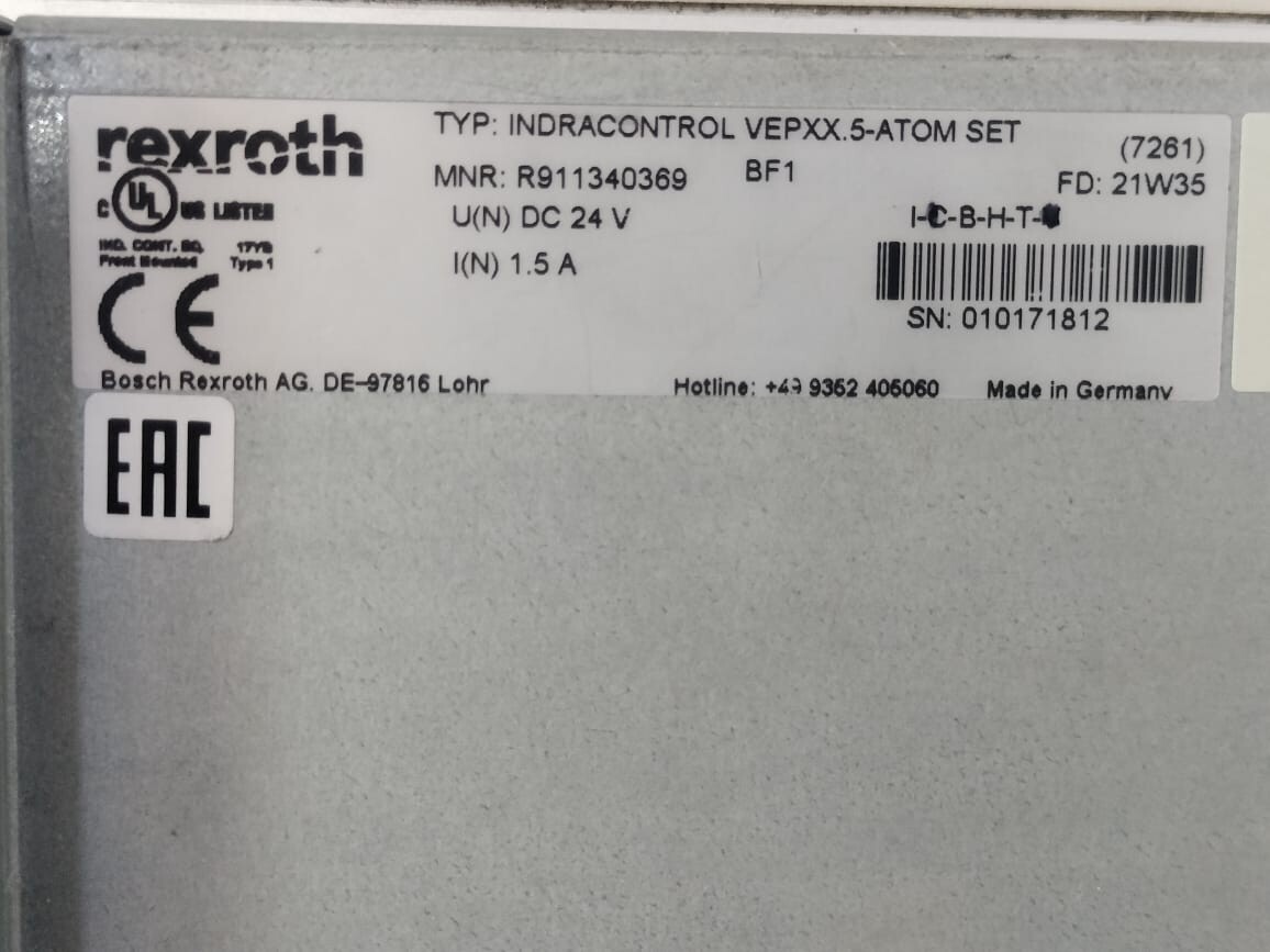 Rexroth R911340369 BOSCH REXROTH INDRACONTROL VEPPX.5-ATOM SET R911340369 10