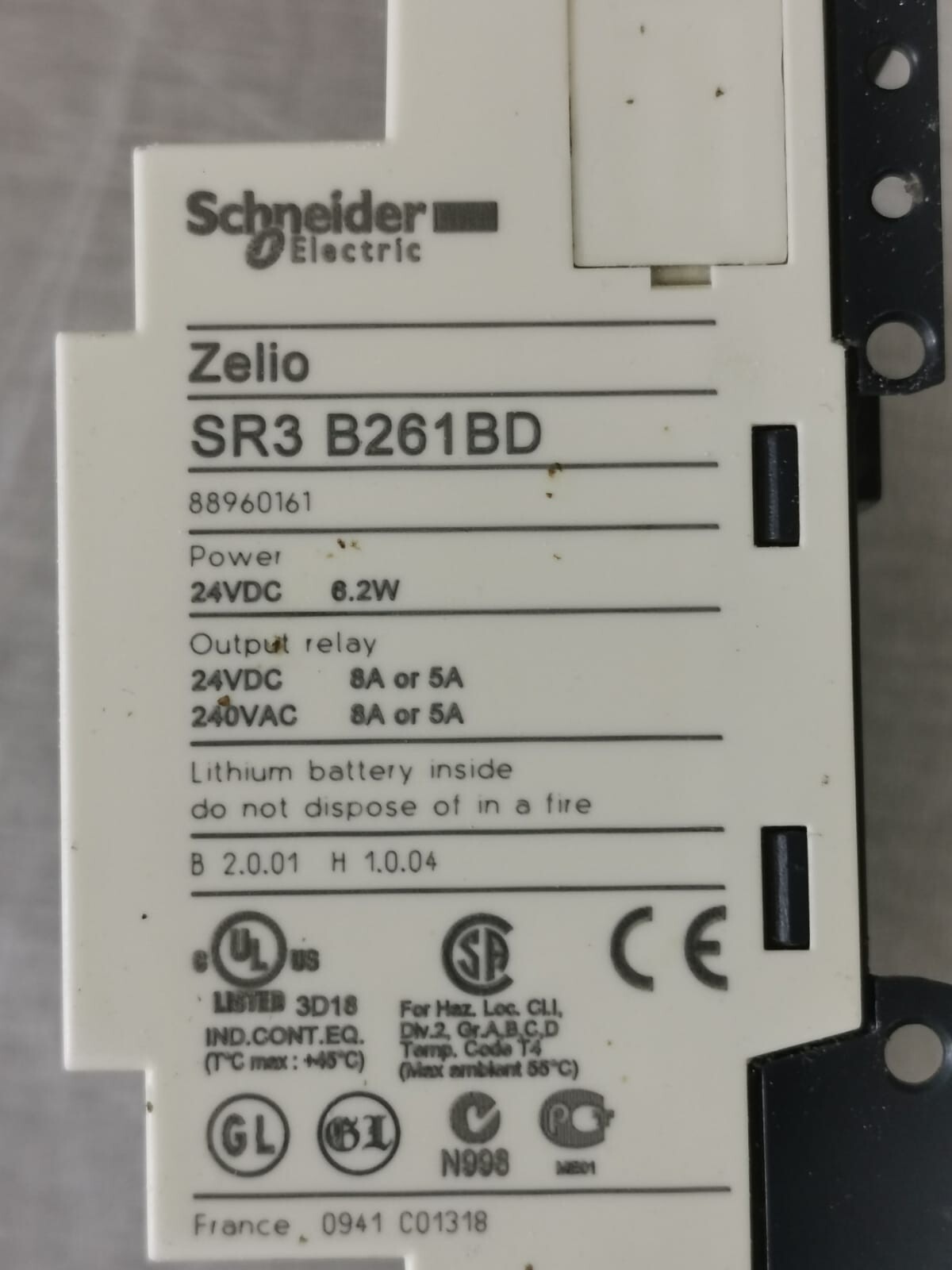 Schneider Electric SR3 B261BD SCHNEIDER ELECTRIC SR3 B261BD MODULAR SMART RELAY ZELIO LOGIC 2