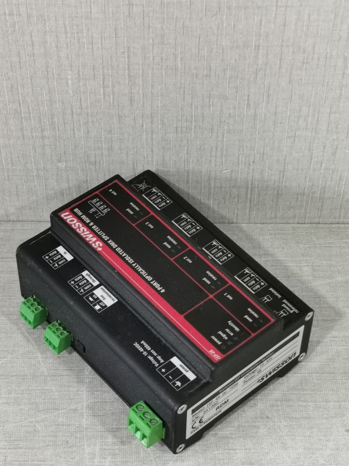 SWISSON ISP-4R-DC-TERM SWISSON ISP-4R-DC-TERM 4-PORT OPTICALLY ISOLATED DMX SPLITTER & RDM HUB 4W 4