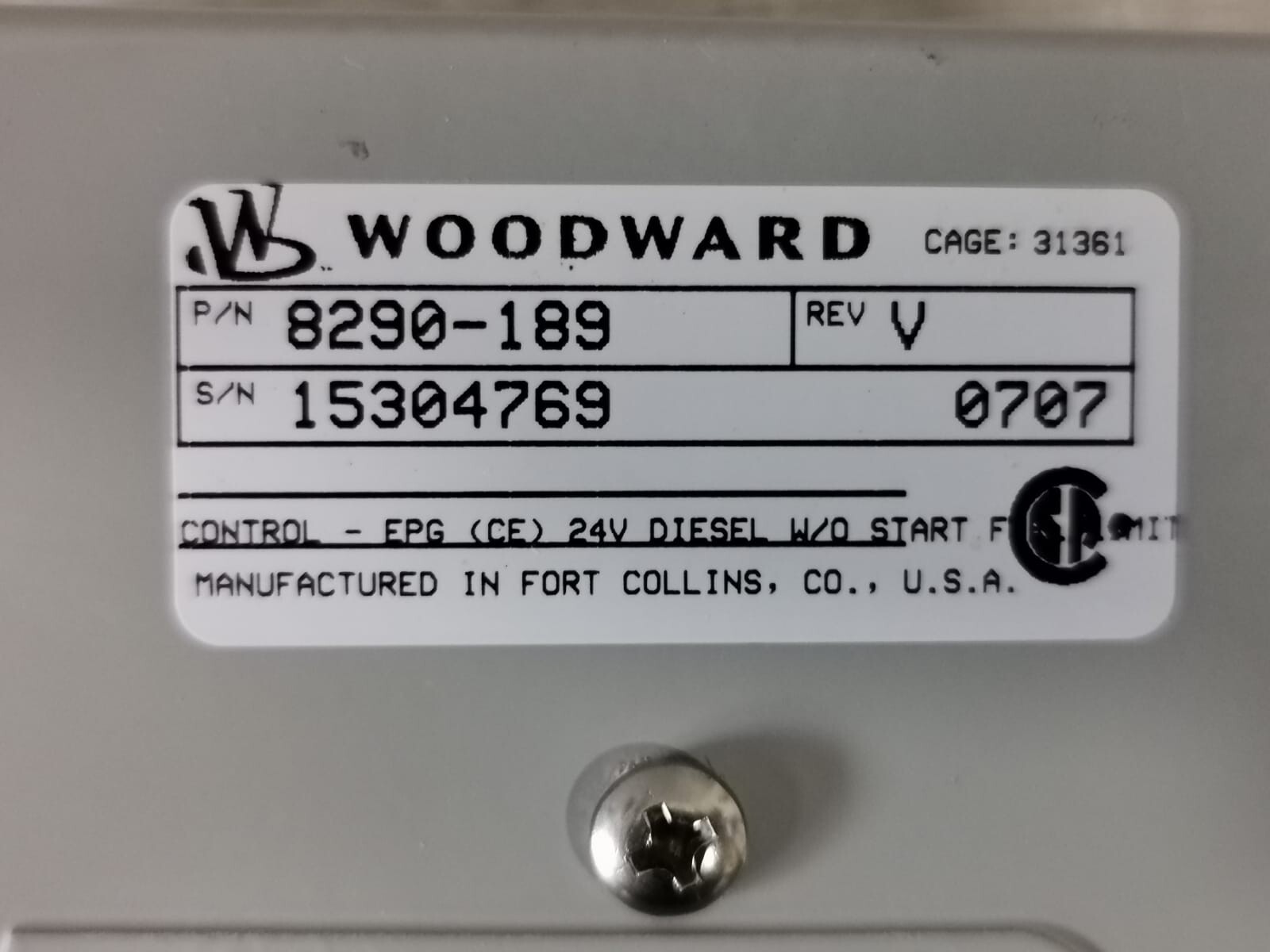 Woodward 8290-189 Woodward 8290-189 Rev. V Speed Controller 2