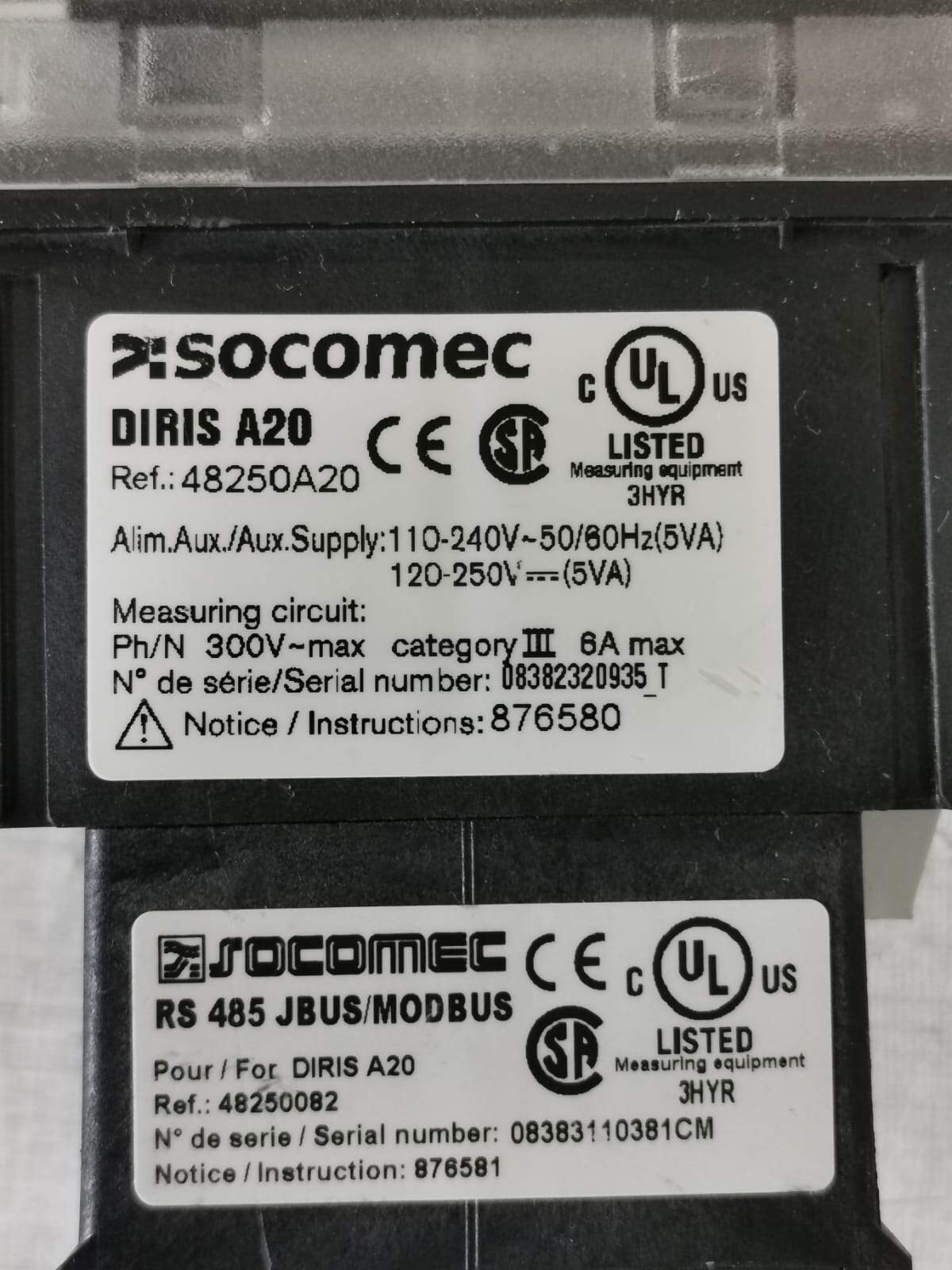 SOCOMEC 48250A20 SOCOMEC DIRIS A20 48250A20 POWER METER + RS 485 JBUS/MODBU - UNIT ONLY, NO ACCS 5
