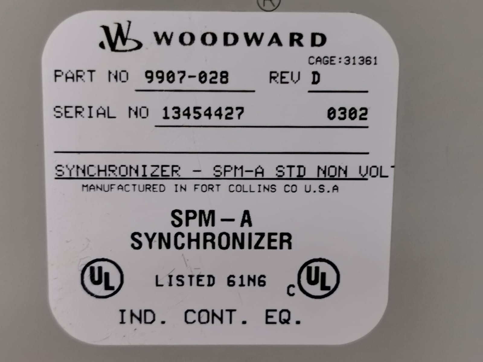 Woodward 9907-028 Woodward SPM-A Synchronizer 9907-028 Rev. D 2