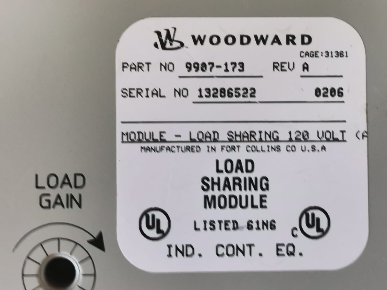 Woodward 9907-173 Woodward Load Sharing Module 9907-173 Rev. A 2