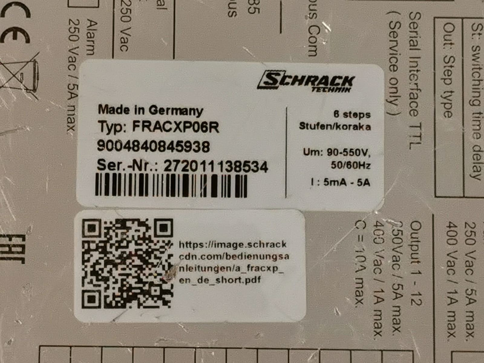 SCHRACK TECHNIK 9004840845938 SCHRACK FRACXP06R Power Factor Regulator CX-pLUS - UNIT ONLY 2