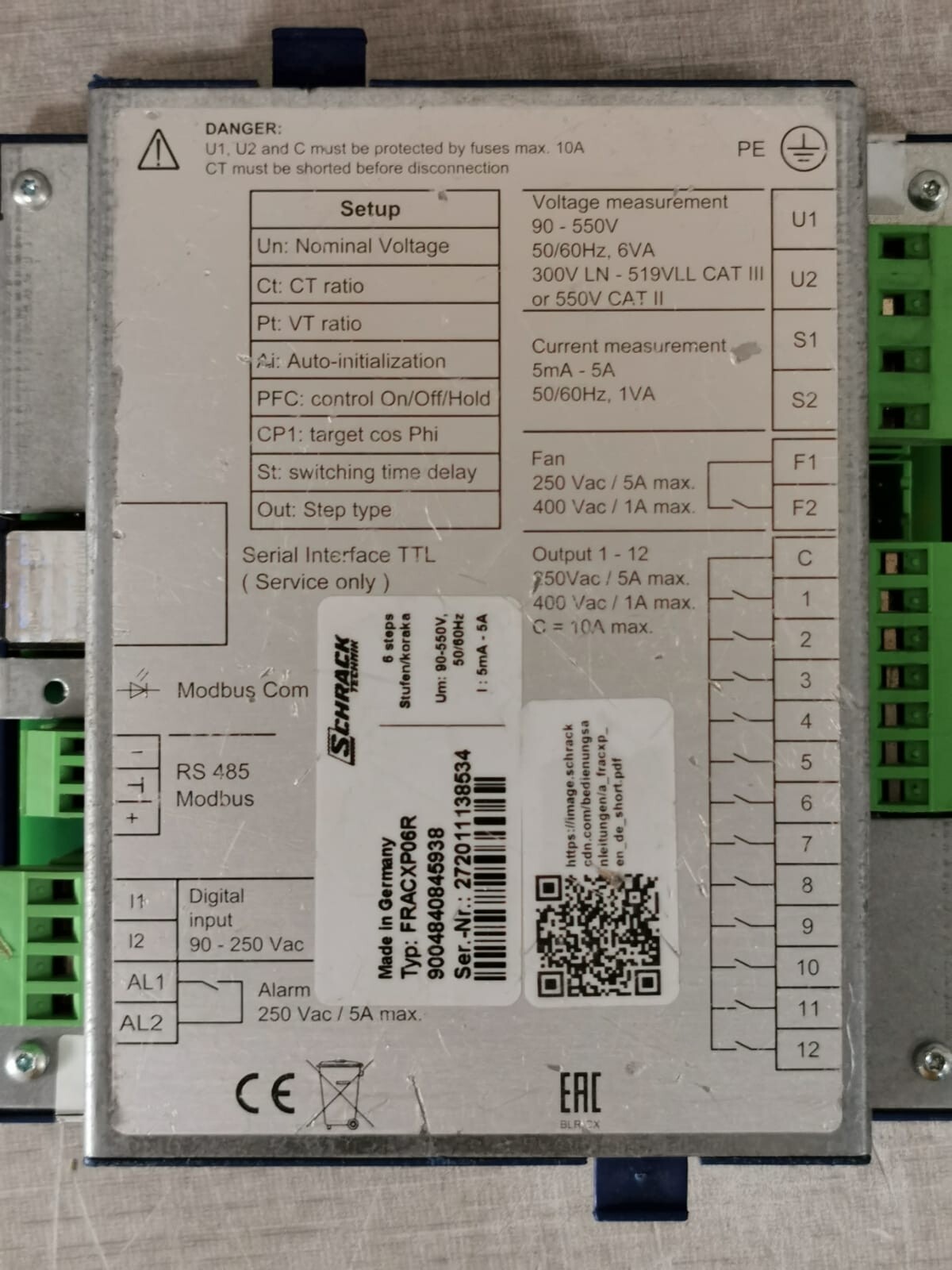 SCHRACK TECHNIK 9004840845938 SCHRACK FRACXP06R Power Factor Regulator CX-pLUS - UNIT ONLY 10