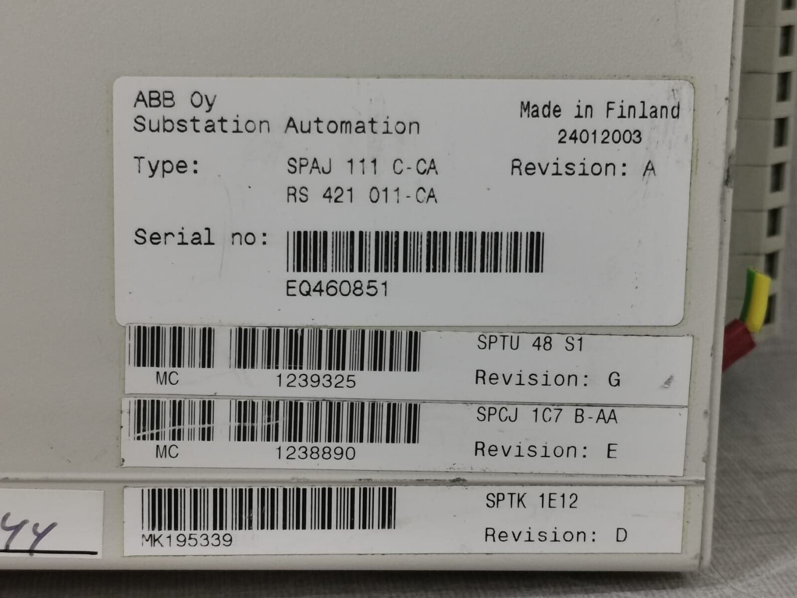 ABB SPAJ 111 C-CA ABB SPAJ 111 C / SPAJ 111 C-CA SENSITIVE EARTH-FAULT RELAY 6