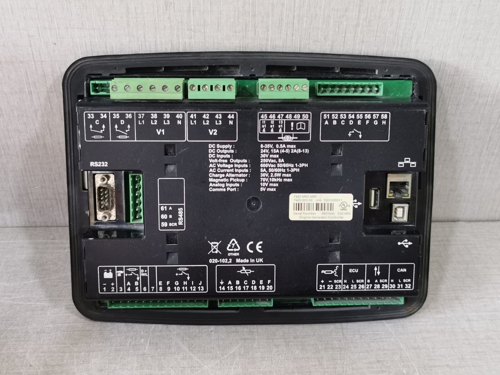 Deep Sea Electronics 7420 MKII AMF Deep Sea Electronics DSE 7420 MKII AMF Engine Generator Controller with Damaged 6