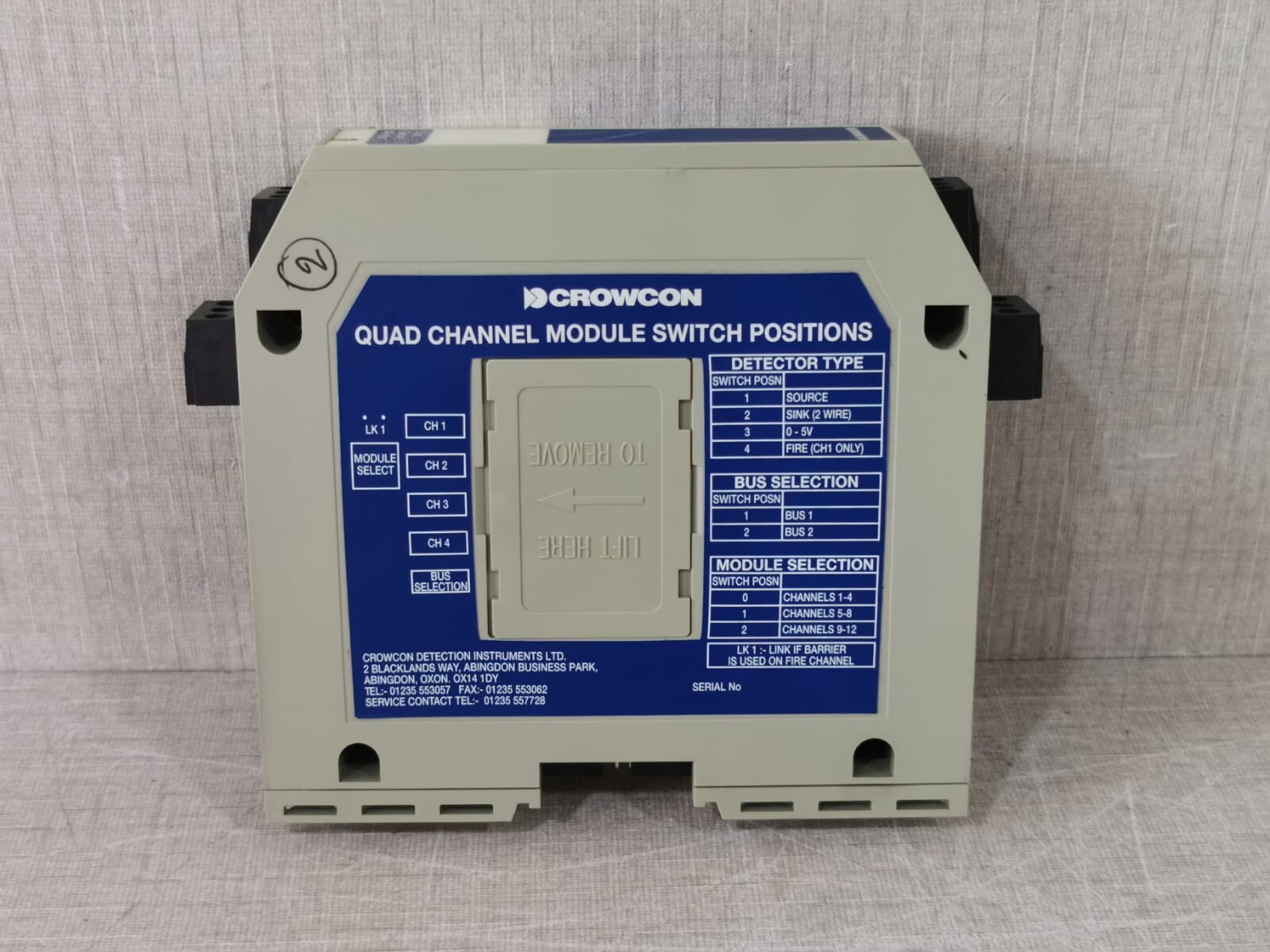 CROWCON QUAD CHANNEL MODULE CROWCON QUAD CHANNEL MODULE SWITCH POSITIONS-WITHOUT CONNECTING CLIP 3