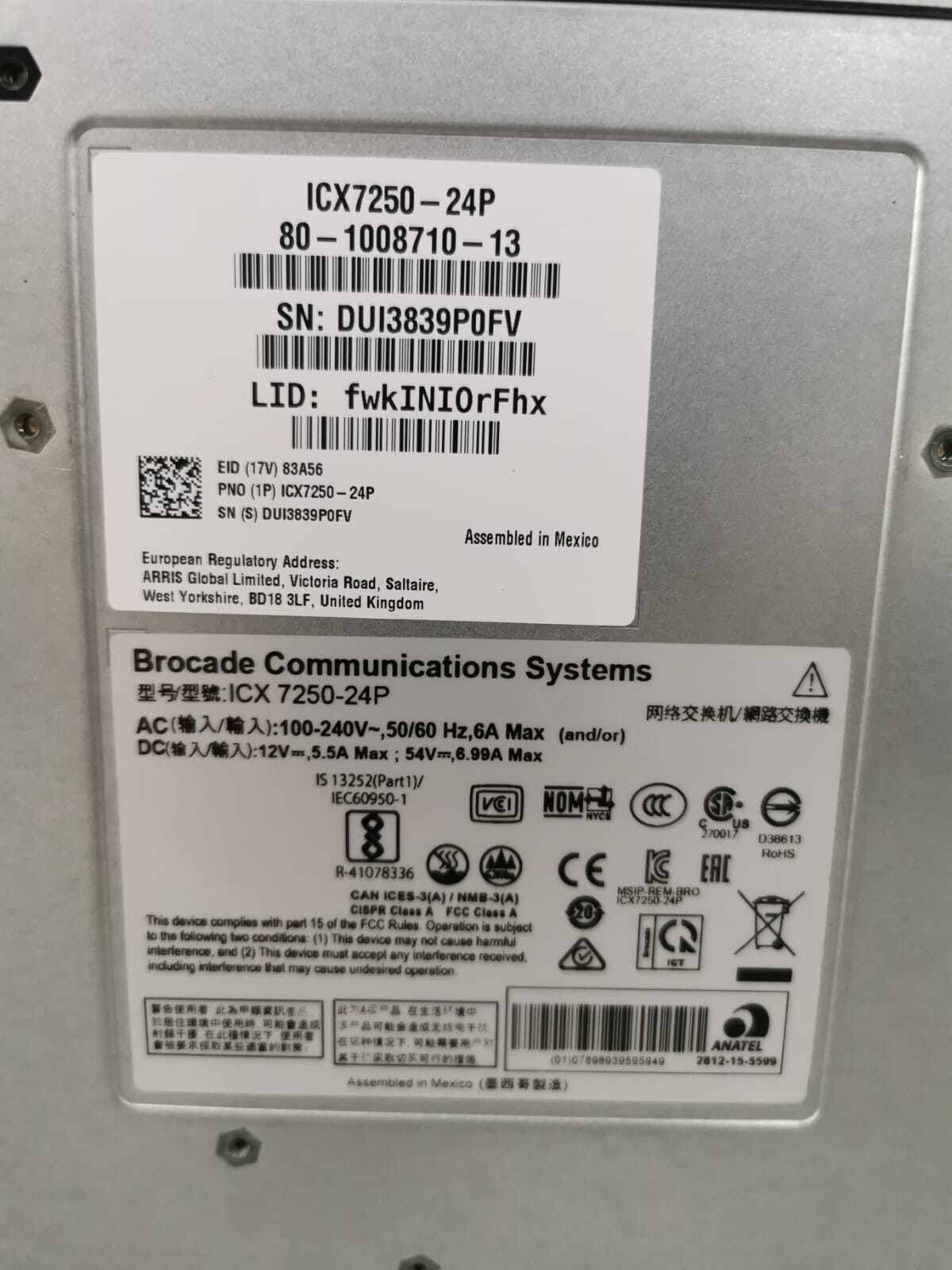 Brocade BROCADE ICX7250-24P BROCADE ICX7250-24P RUSKUS WIRELESS 6