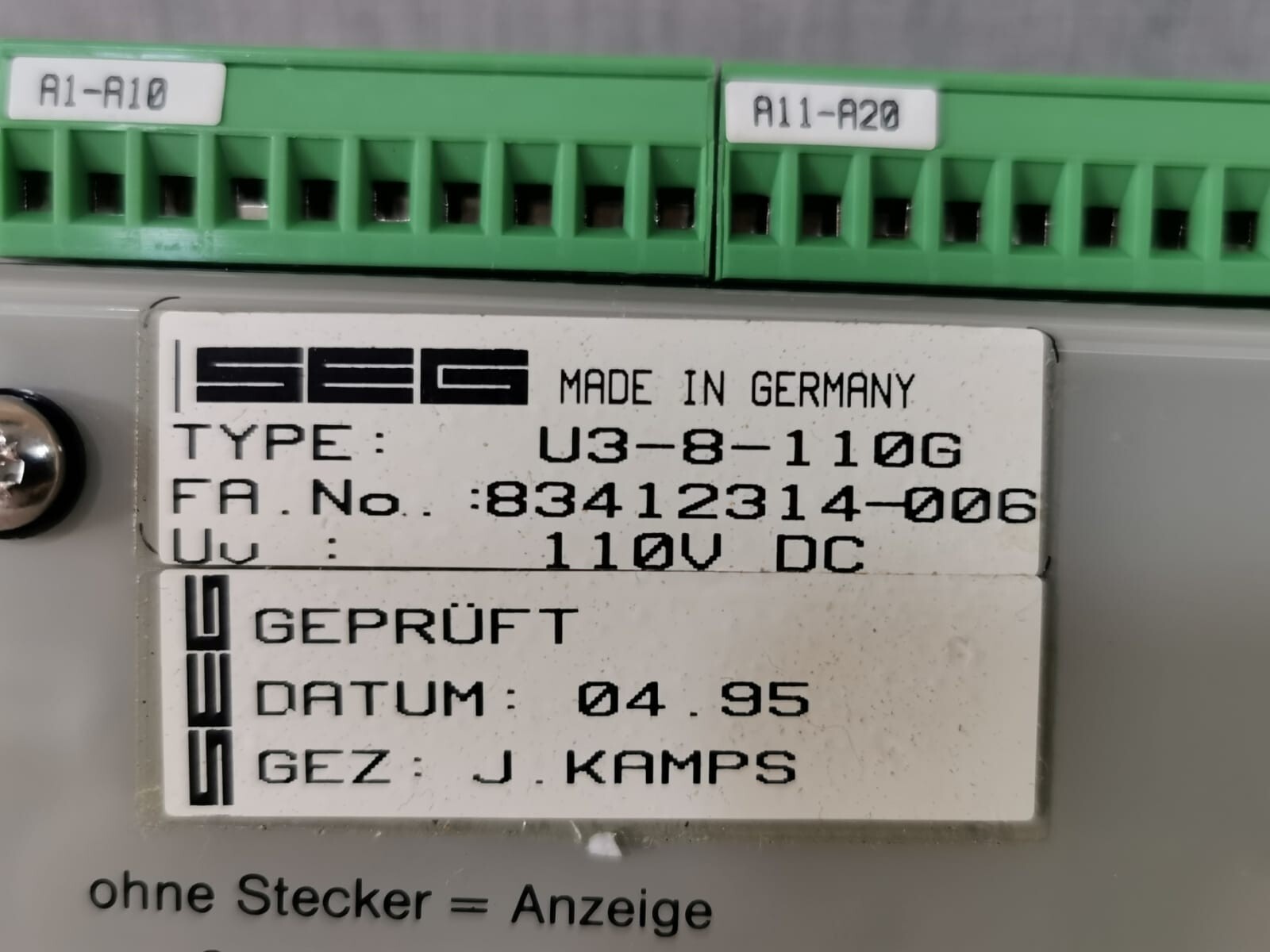 SEG U3-8-110G SEG U3-8-110G PANEL U38110G 2
