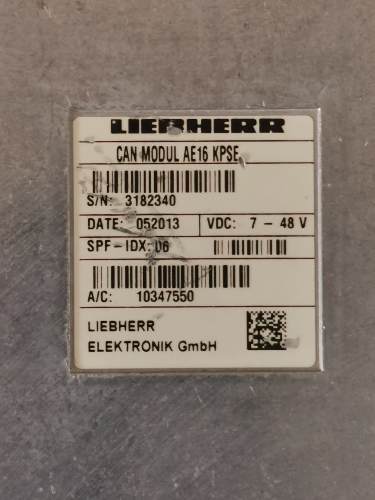 LIEBHERR AE16 LIEBHERR CAN MODULE AE16 KPSE 10347550 5