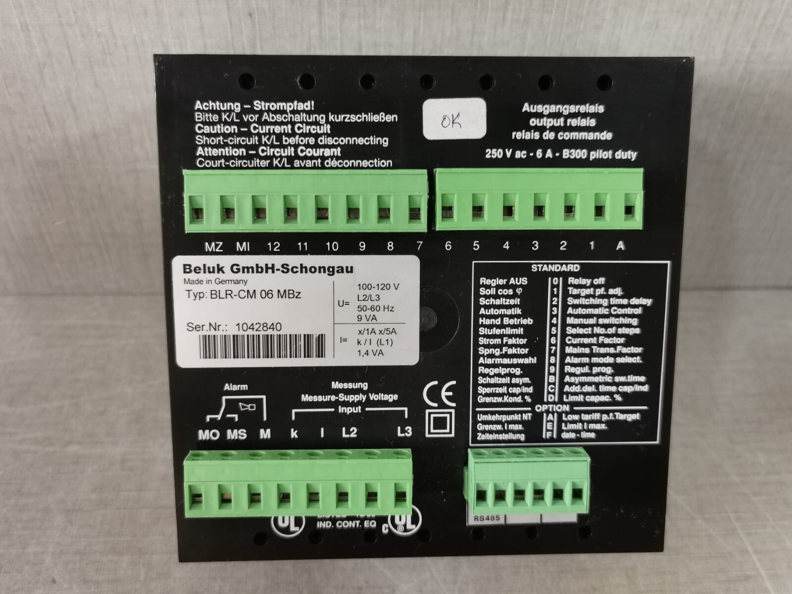 Beluk BLR-CM 06 BELUK BLR-CM 06 MBz POWER FACTOR CONTROLLER 6