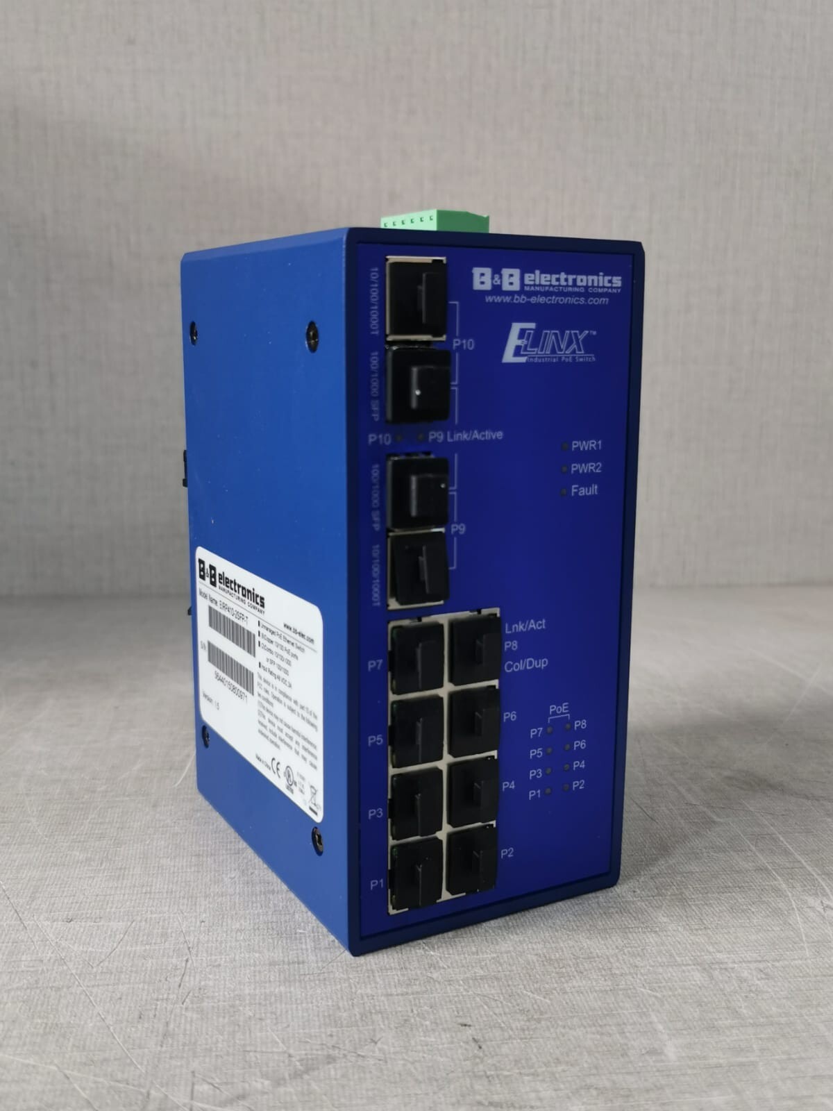 B&B Electronics EIRP410-2SFP-T B&B Electronics ELINX EIRP410-2SFP-T Ind. Gigabit Ethernet Switch 8 Ports PoE 5