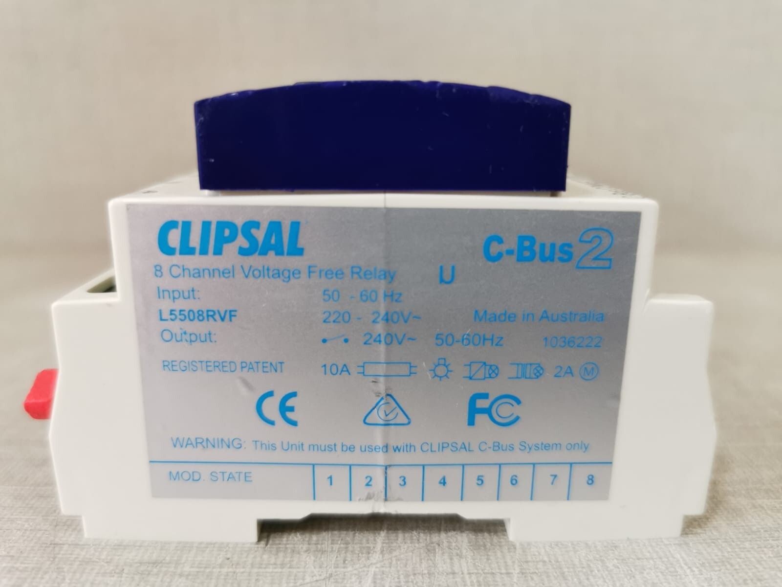 Clipsal L5508RVF CLIPSAL L5508RVF C-BUS2 8-CHANNEL VOLTAGE FREE RELAY (MFG 2007) 2