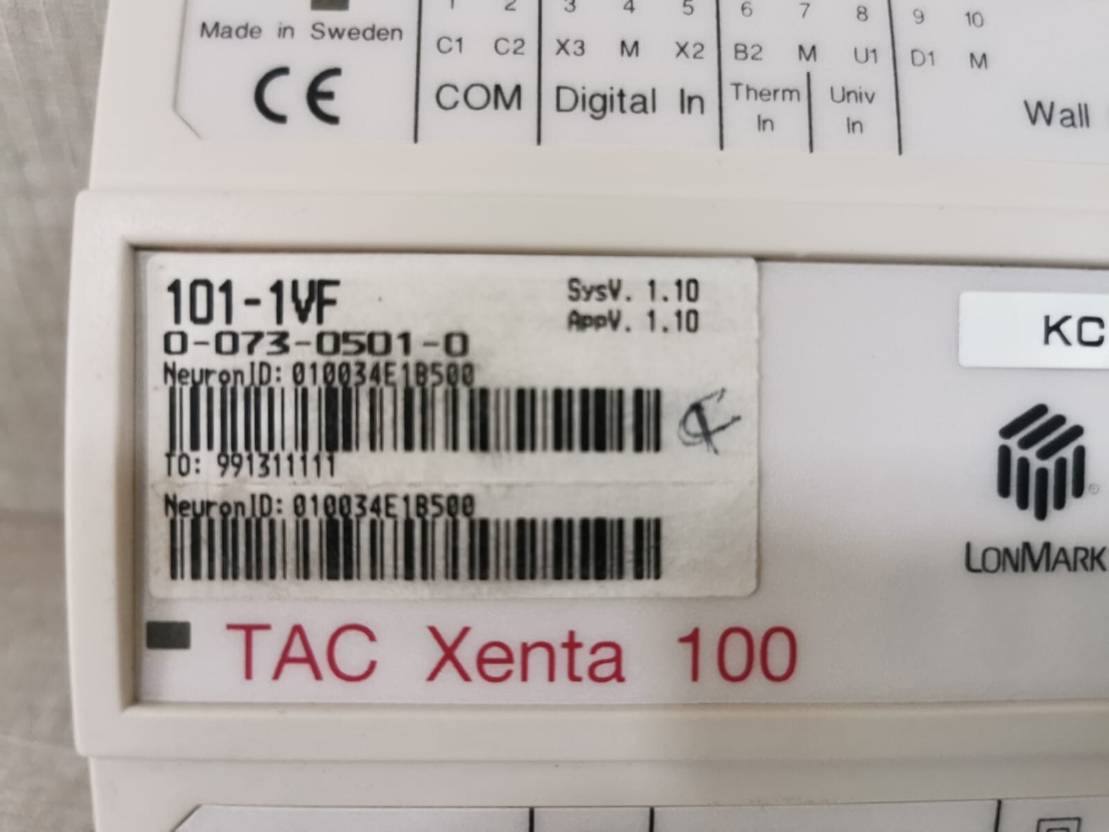 LONMARK 101-1VF 0-073-0501-01 LONMARK TAC XENTA 100 /101-1VF 0-073-0501-01 CONTROLLER 2