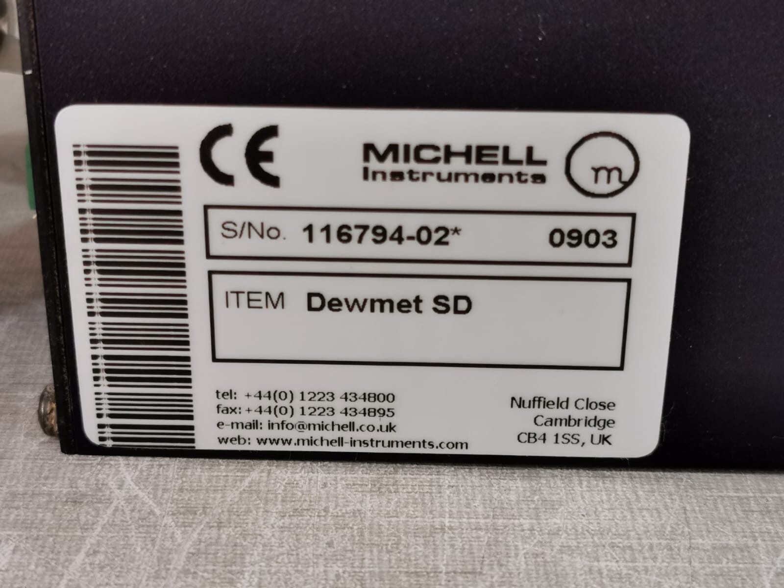 Michell Instruments 116794-02 Michell Instruments DEWMET / DEWMET SD Cooled Mirror DewPointMeter 116794-02 4
