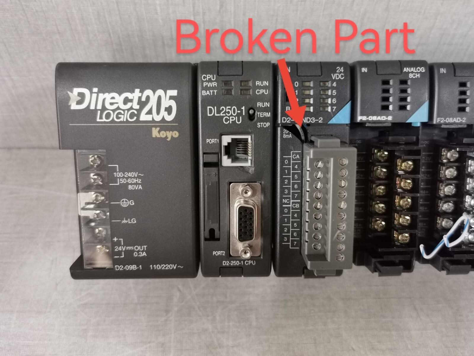Koyo Electronics Direct Logic 205 , D2-09B-1 Koyo Direct Logic 205 with Base D2-09B-1 9