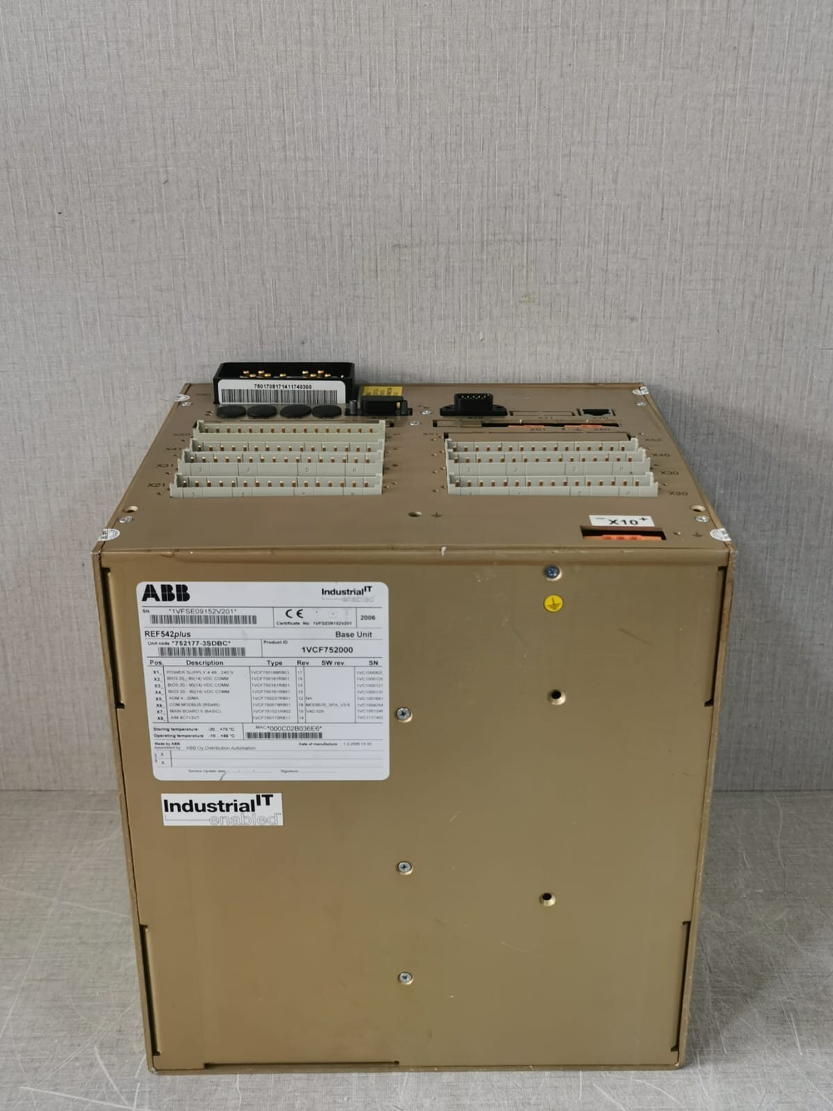 ABB 1VFSE09152V201 ABB REF542PLUS 1VFSE09152V201/ 1VCF752000 BASE UNIT - UNIT ONLY 6