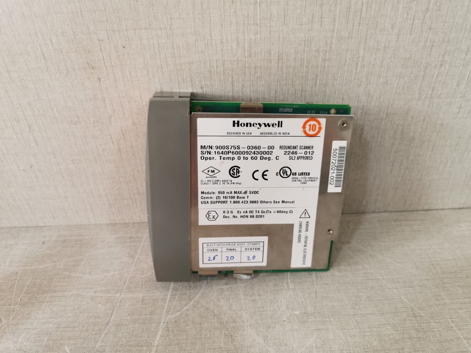Honeywell HC900-SIL-S75S Honeywell HC900-SIL-S75S / 900S75S-0360-00 Redundant Scanner 2 Port 3