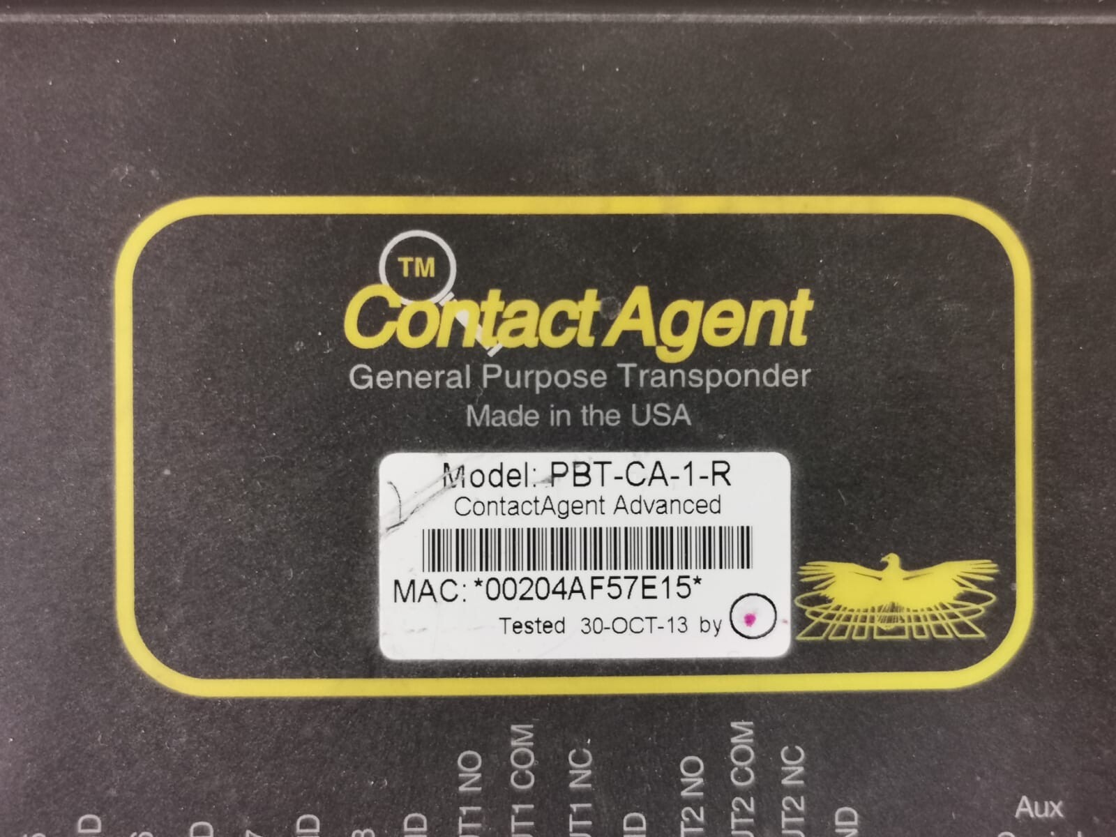 CONTACT AGENT PBT-CA-1-R CONTACT AGENT PBT-CA-1-R GENERAL PURPOSE TRANSPONDER - UNIT ONLY 2