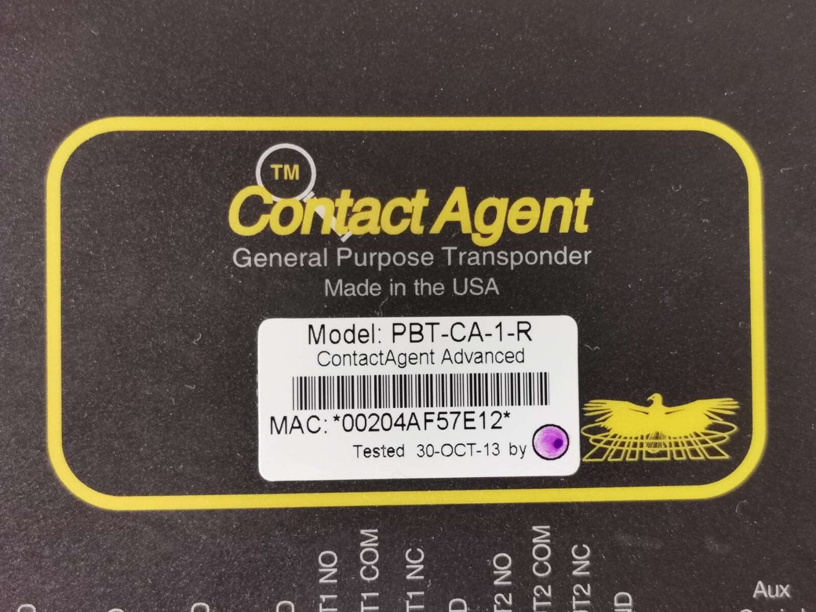 CONTACT AGENT PBT-CA-1-R CONTACT AGENT PBT-CA-1-R GENERAL PURPOSE TRANSPONDER - UNIT ONLY 3