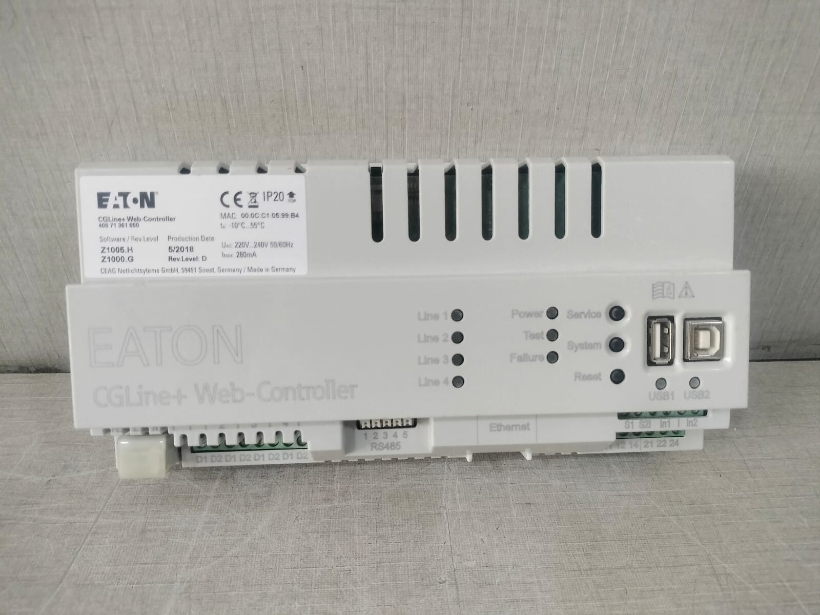 Eaton Z1005.H/Z1000.G EATON CGLine+Web-Controller 400 71 361 050 SOFTWARE/REV.LEVEL Z1005.H/Z1000.G 2