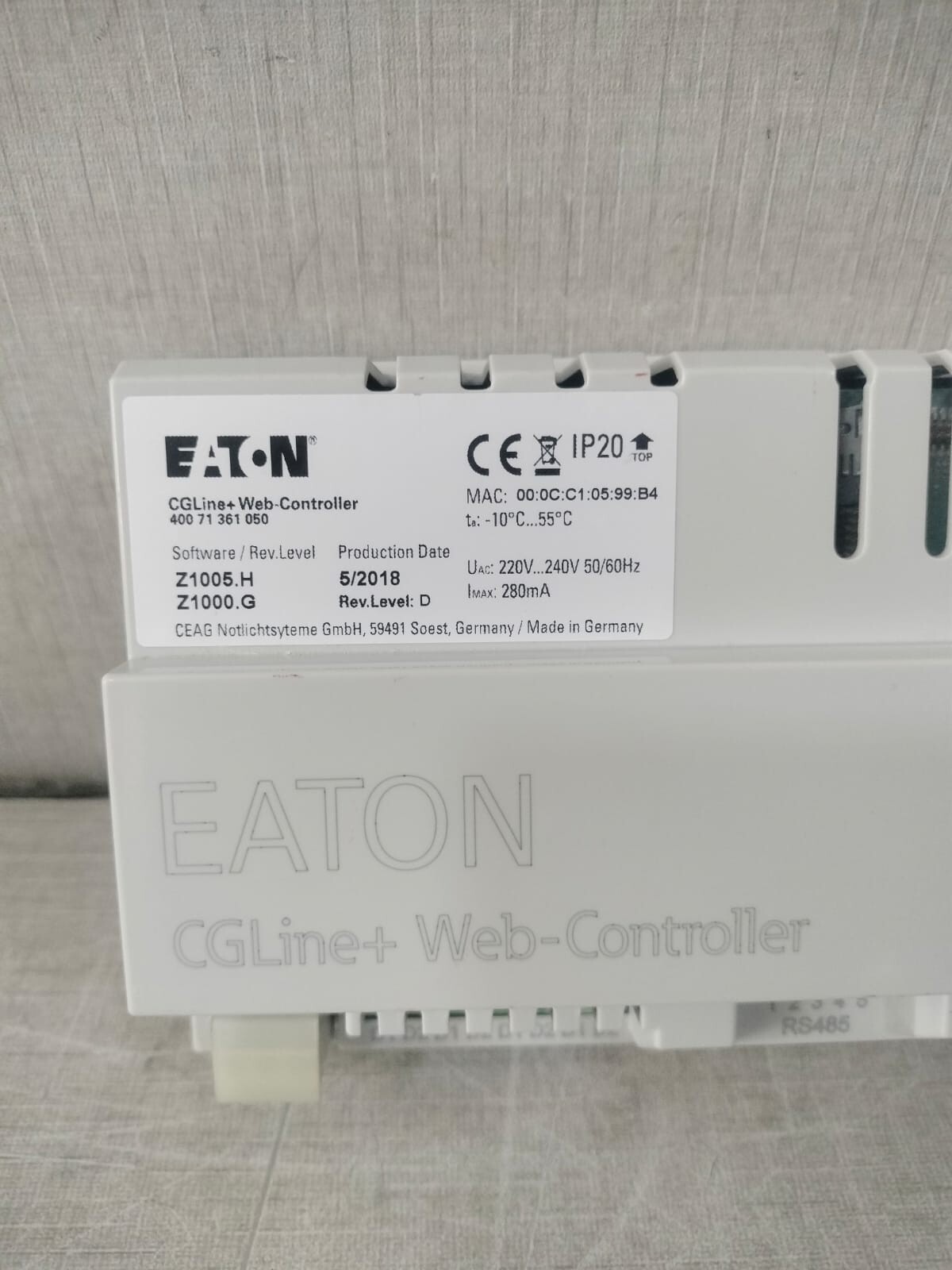Eaton Z1005.H/Z1000.G EATON CGLine+Web-Controller 400 71 361 050 SOFTWARE/REV.LEVEL Z1005.H/Z1000.G 10