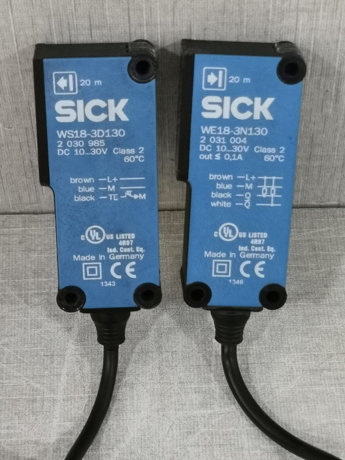 SICK WE18-3N130 + WS18-3D130 Photoelectric Sensors