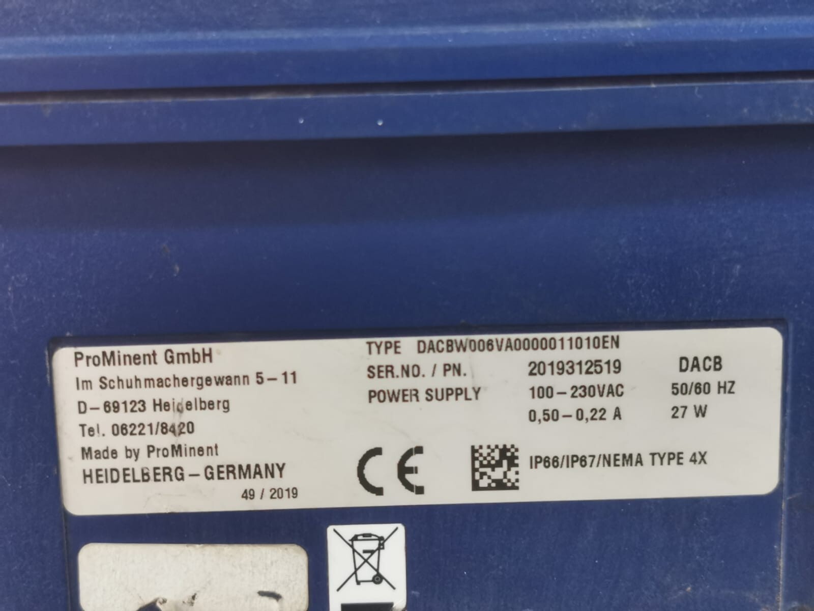 PROMINENT DACBW006VA0000011010EN PROMINENT DIALOG DACBW006VA0000011010EN MULTIPARAMETER CONTROLLER 100-230VAC 3