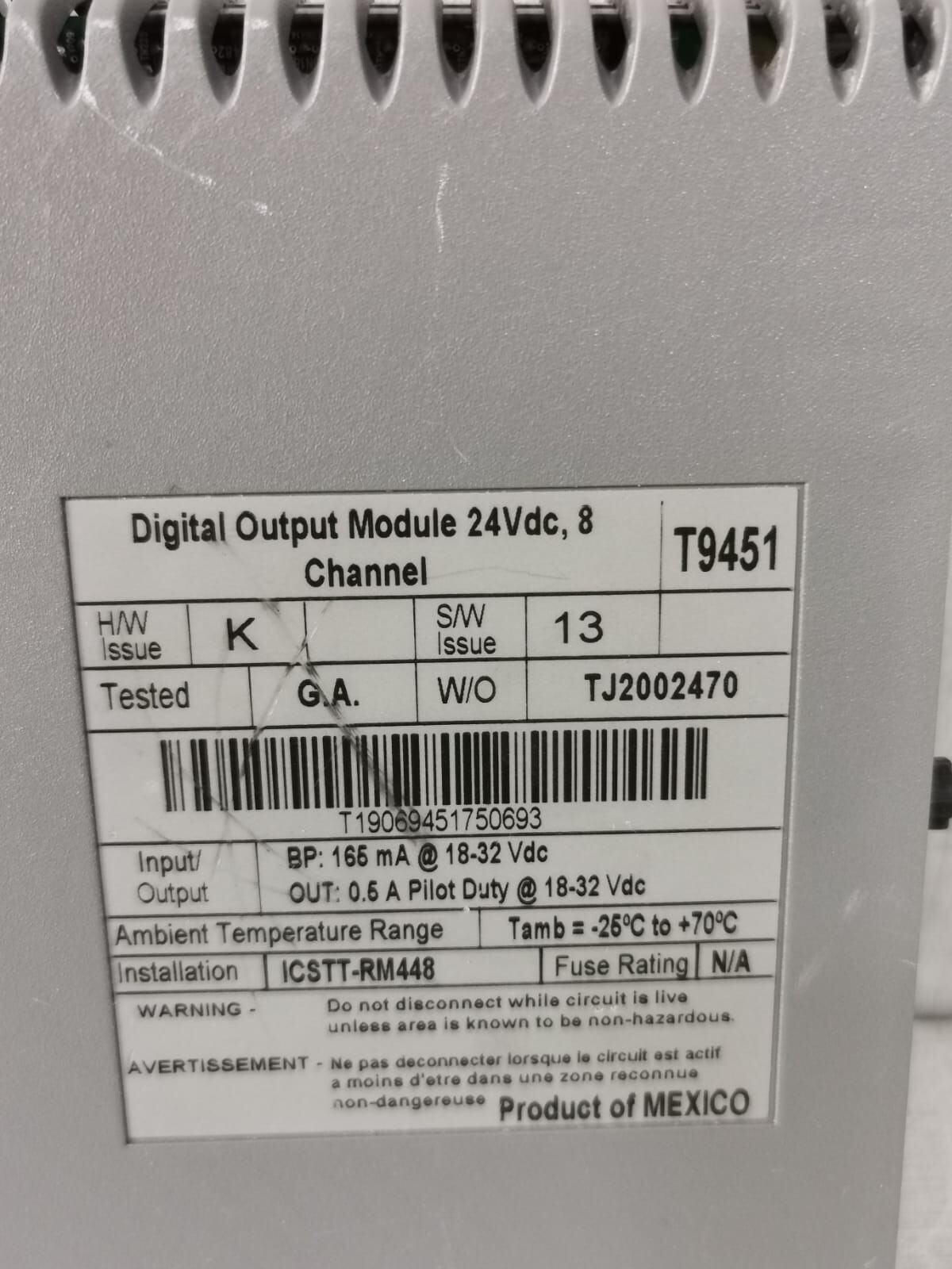 Rockwell T9451 ROCKWELL AUTOMATION AADVANCE 9451 DO DIGITAL OUTPUT MODULE 24VDC,8 CHANNEL T9451 4