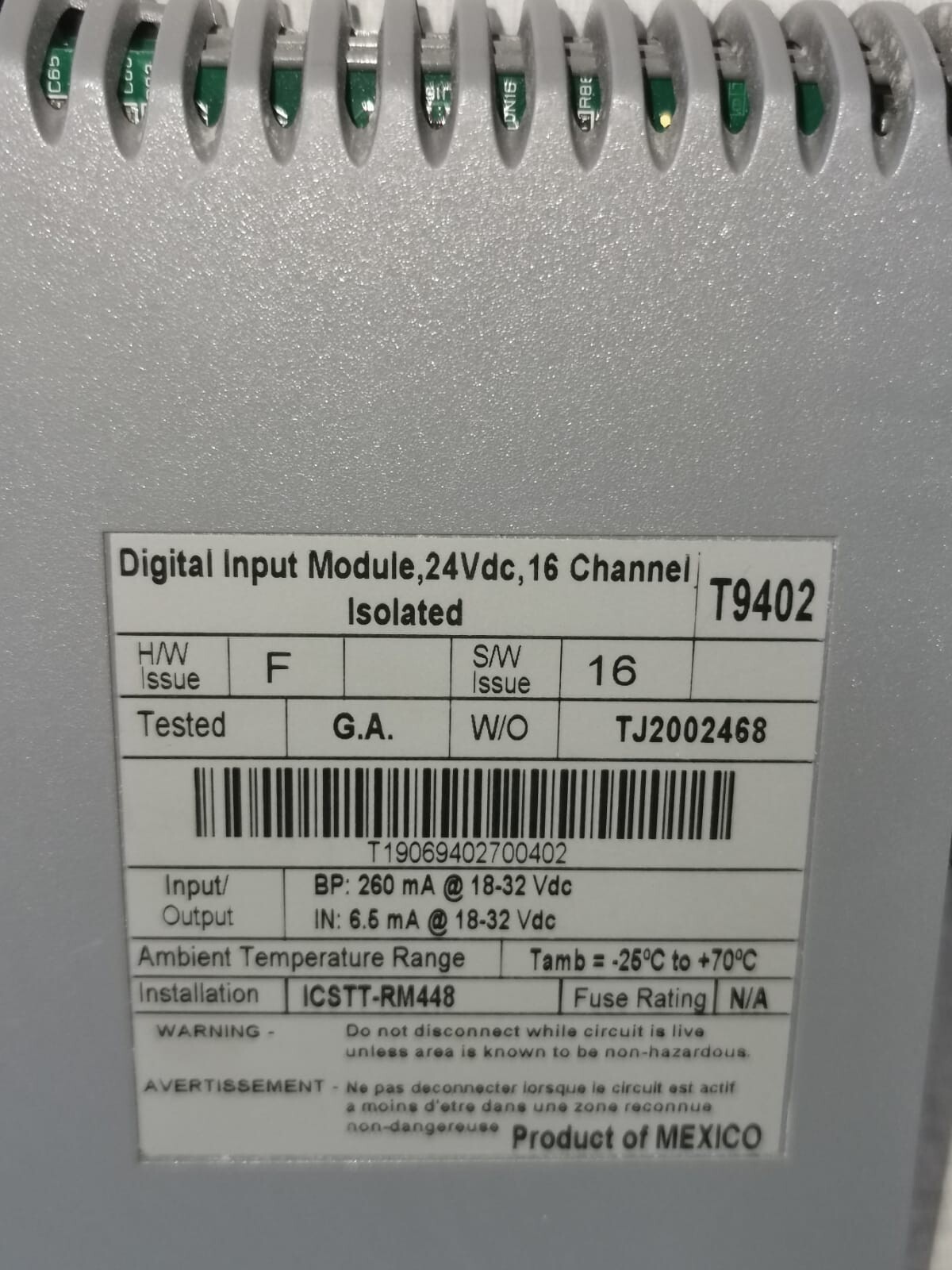 Rockwell T9402 ROCKWELL AUTOMATION AADVANCE 9402 DI DIGITAL INPUT MODULE T9402 4
