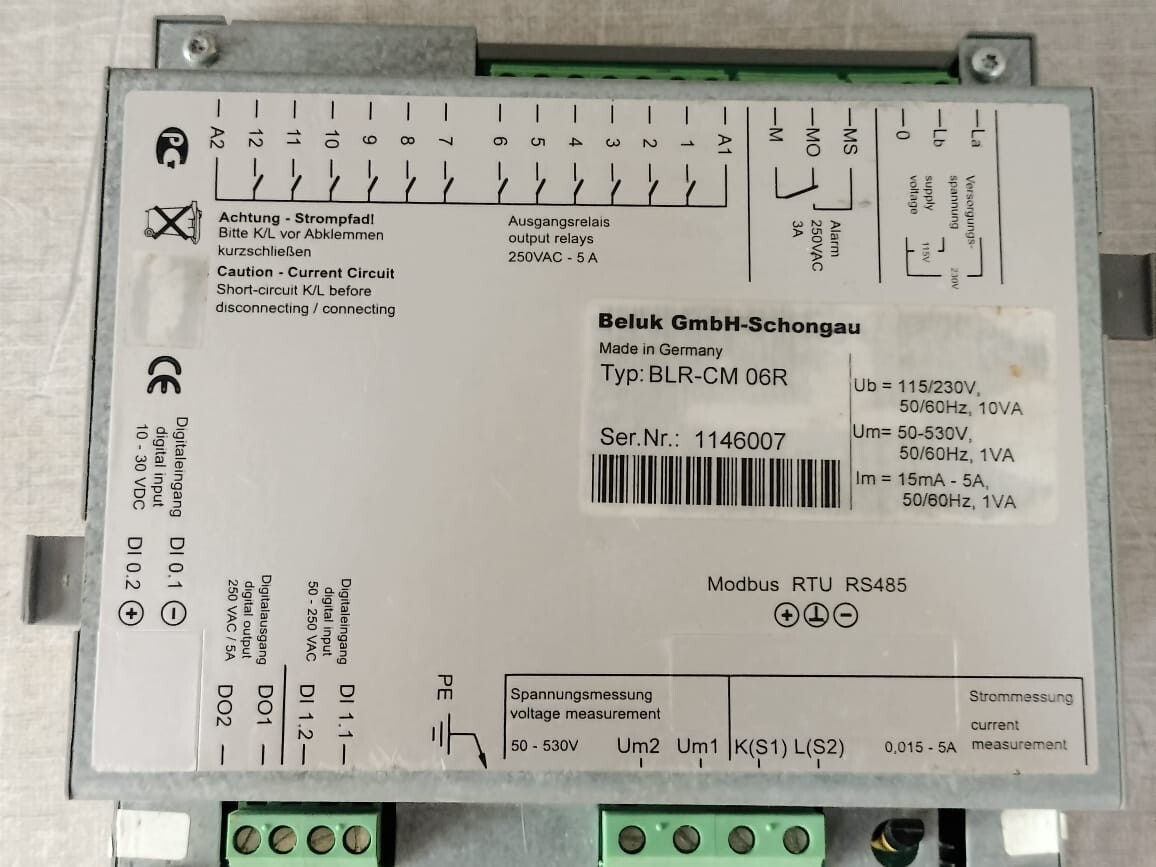 Beluk BLR-CM BELUK BLR-CM 06R BLINDLEISTUNGSREGLER POWER FACTOR CONTROL RELAY 9