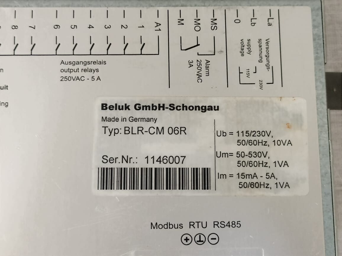 Beluk BLR-CM BELUK BLR-CM 06R BLINDLEISTUNGSREGLER POWER FACTOR CONTROL RELAY 10