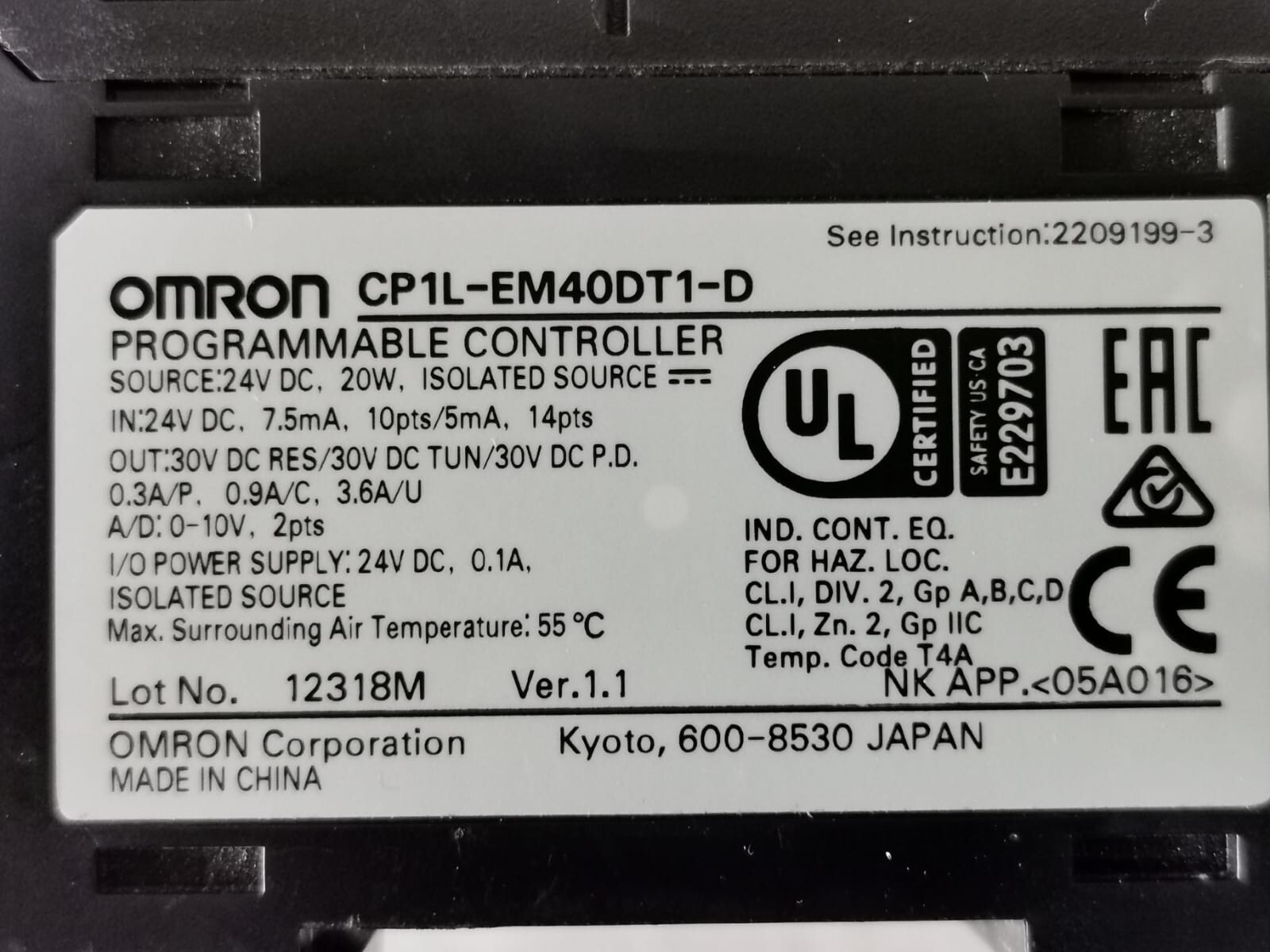Omron CP1L-EM40DT1-D + CP1W-20EDT1 + CP1W-AD041 Omron CP1L EM40DT1 D + CP1W 20EDT1 + CP1W AD041 Sysmac CP1L EM40DT1 D Controller + CP1W 20EDT1 + CP1W AD041 I/O Module 4