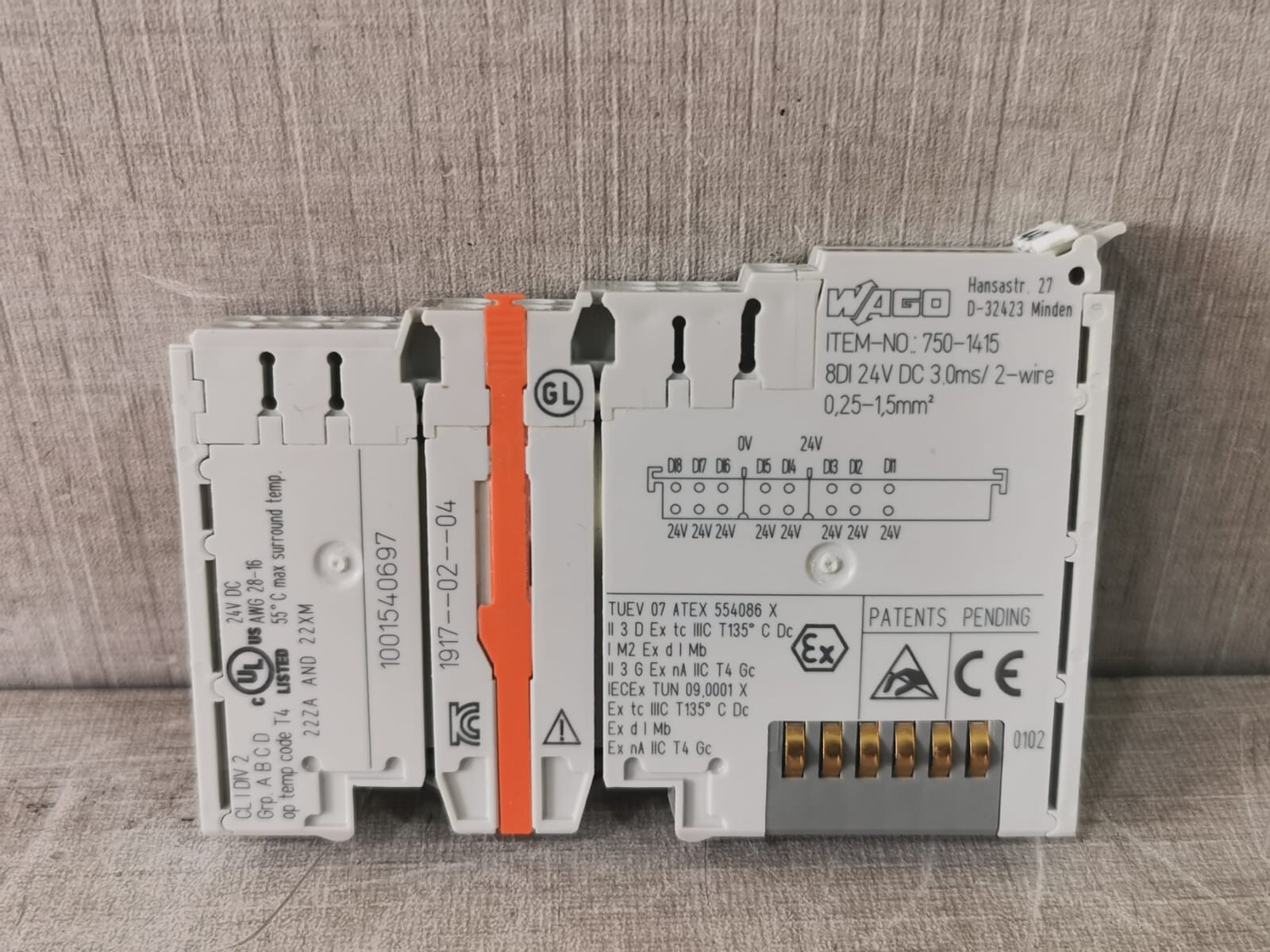 WAGO 750-323 + 750-1415 WAGO 750-323 PROFIBUS DP 12 MBD/DIGITAL + WAGO 750-1415 8-CHANNEL DIGITAL INPUT 9