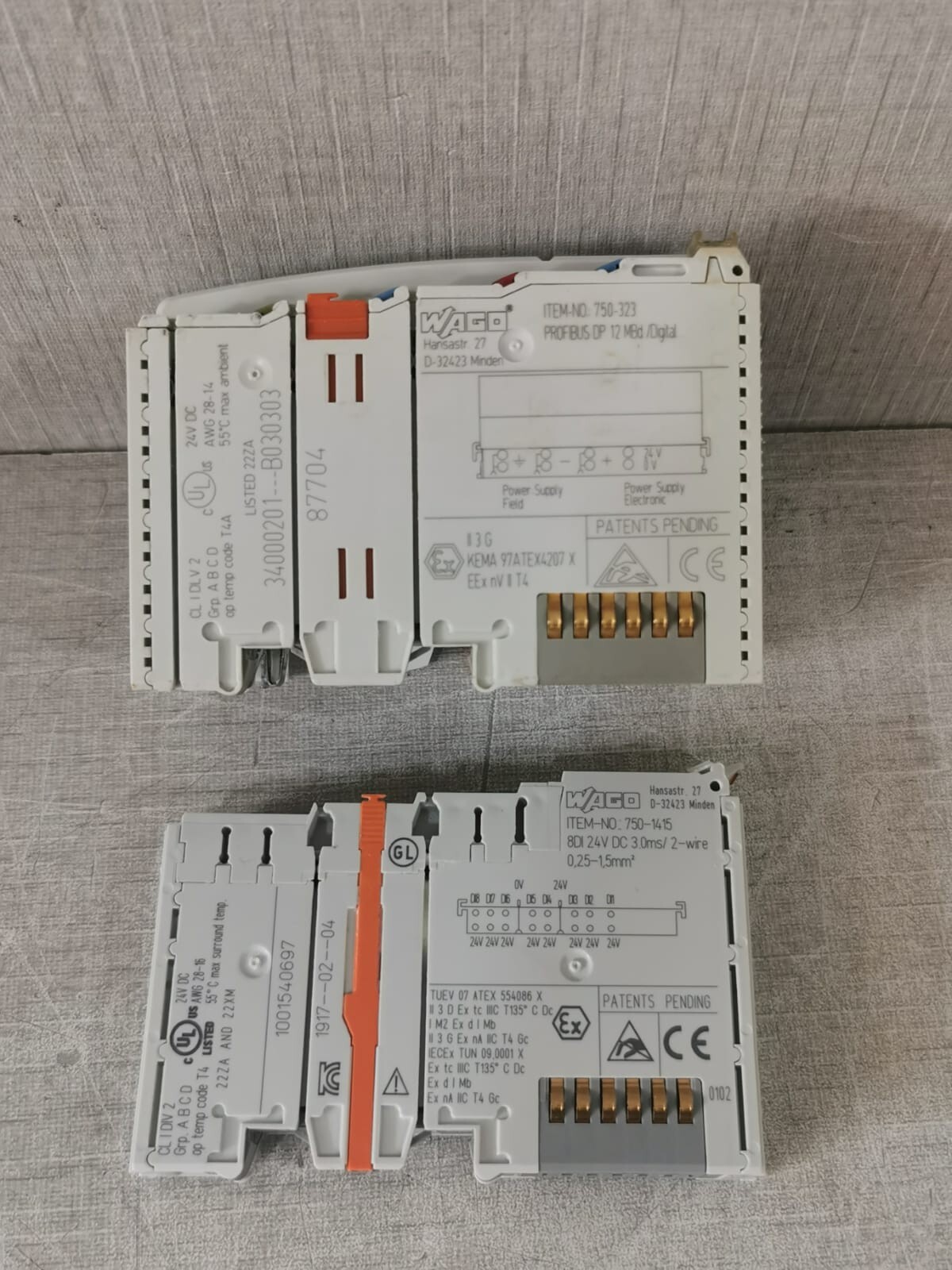 WAGO 750-323 PROFIBUS DP 12 MBD/DIGITAL + WAGO 750-1415 8-CHANNEL DIGITAL INPUT