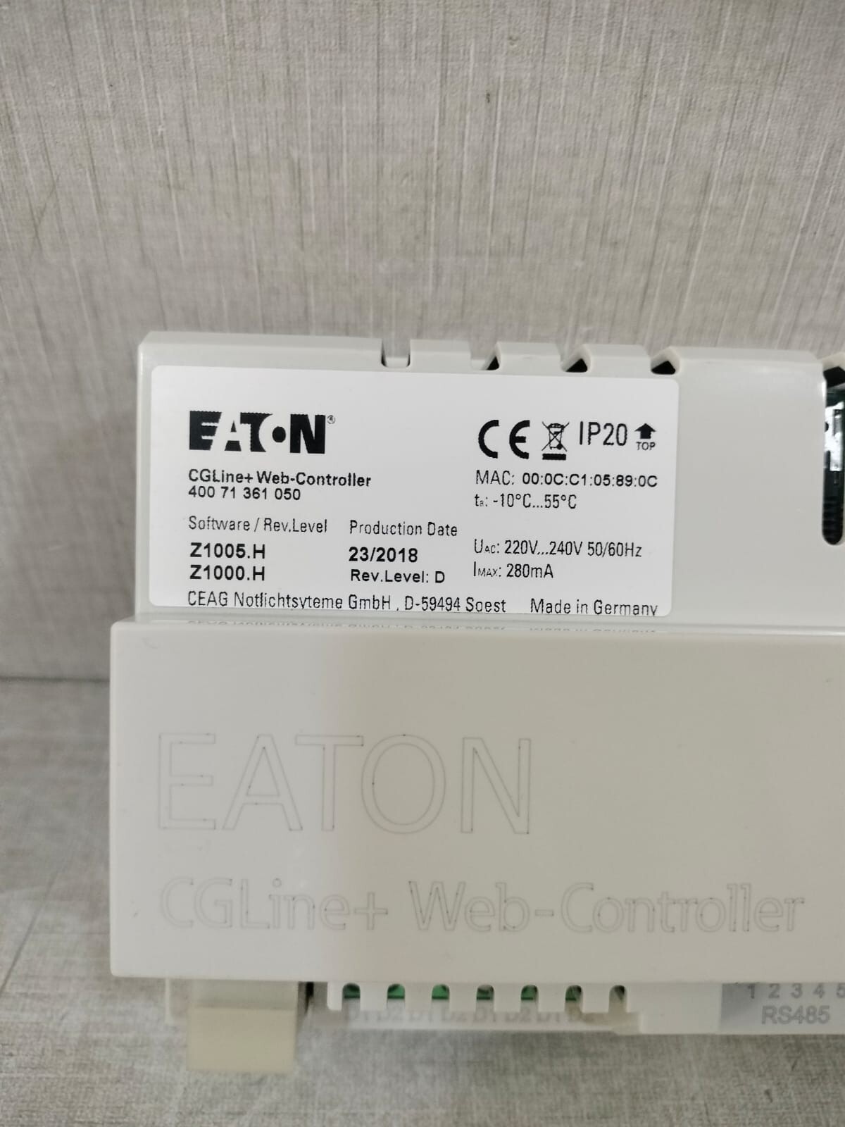 Eaton Rev,Level D Z1005.H/Z1000.H EATON CGLine+Web-Controller 400 71 361 050 Software Rev,Level D Z1005.H/Z1000.H 2