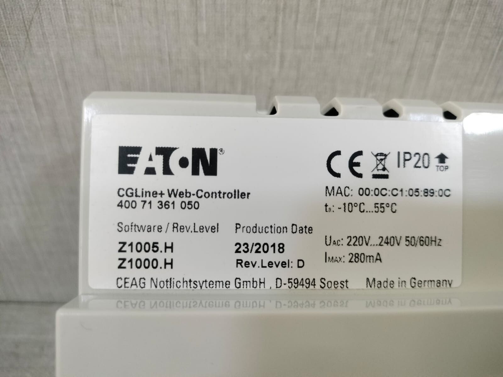 Eaton Rev,Level D Z1005.H/Z1000.H EATON CGLine+Web-Controller 400 71 361 050 Software Rev,Level D Z1005.H/Z1000.H 4
