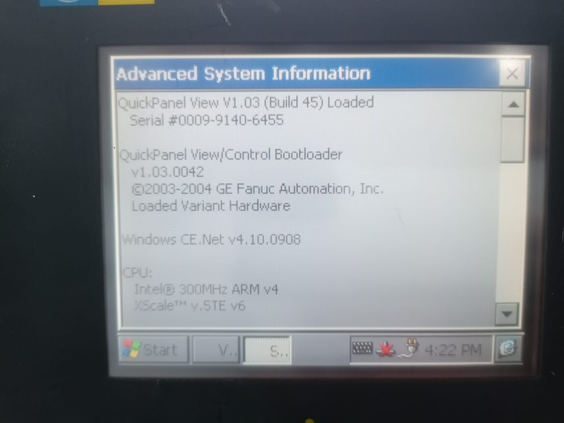 GE Fanuc ES0622 IC75VGL06CTD-DD GE FANUC ES0622 IC75VGL06CTD-DD QUICKPANEL VIEW 4