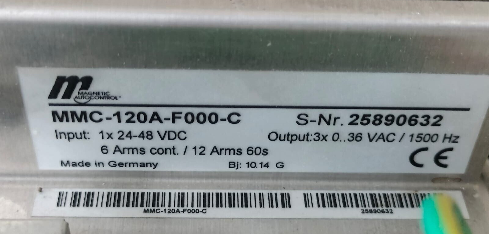 MAGNETIC AUTOCONTROL MMC-120A-F000-C MAGNETIC AUTOCONTROL MMC-120A-F000-C 1X24-48VDC CONTROLLER 9