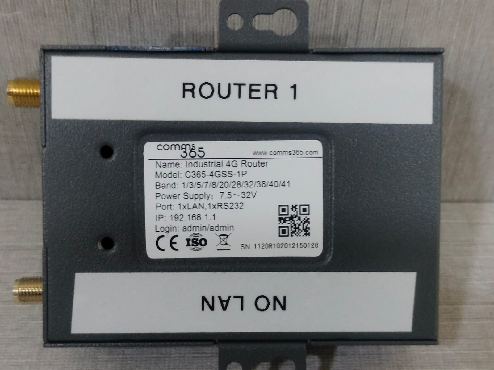 COMMS 36 C365-4GSS-1P COMMS 365 C365-4GSS-1P INDUSTRIAL 4G ROUTER 7.5-32V 10