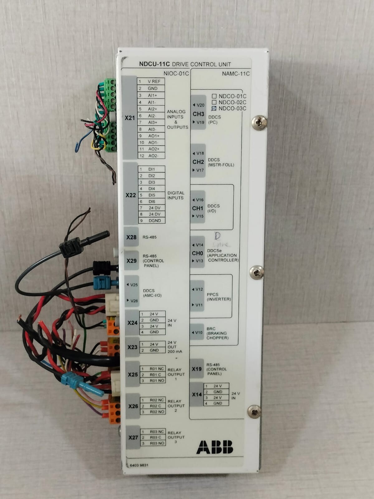 ABB 6403 9831 ABB NDCU-11CK / NDCU-11C NIOC-01C DRIVE CONTROL UNIT 6403 9831 8