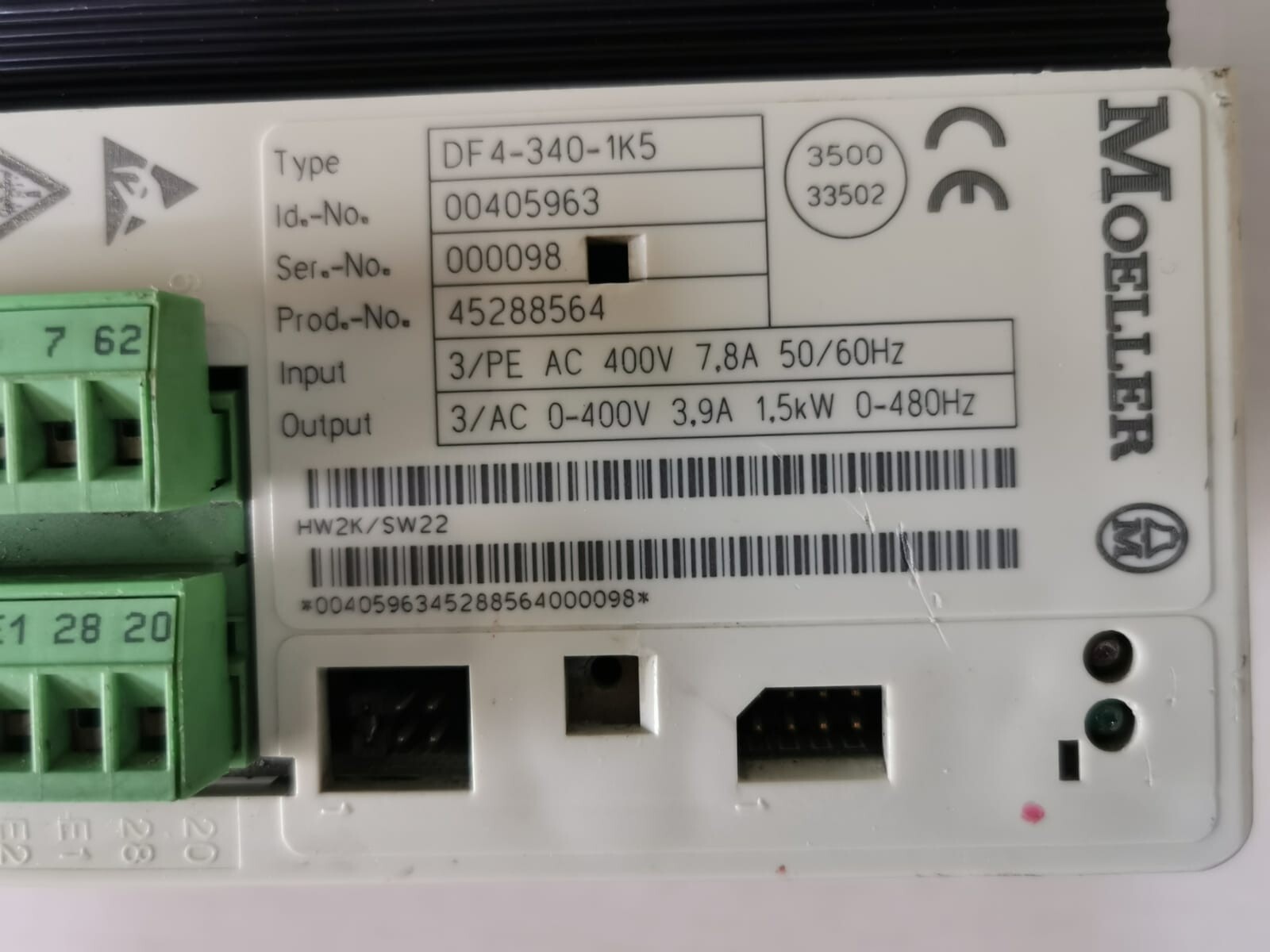 Moeller DF4-340-1K5 Moeller DF4-340-1K5 Frequency Inverter 1.5kW 2