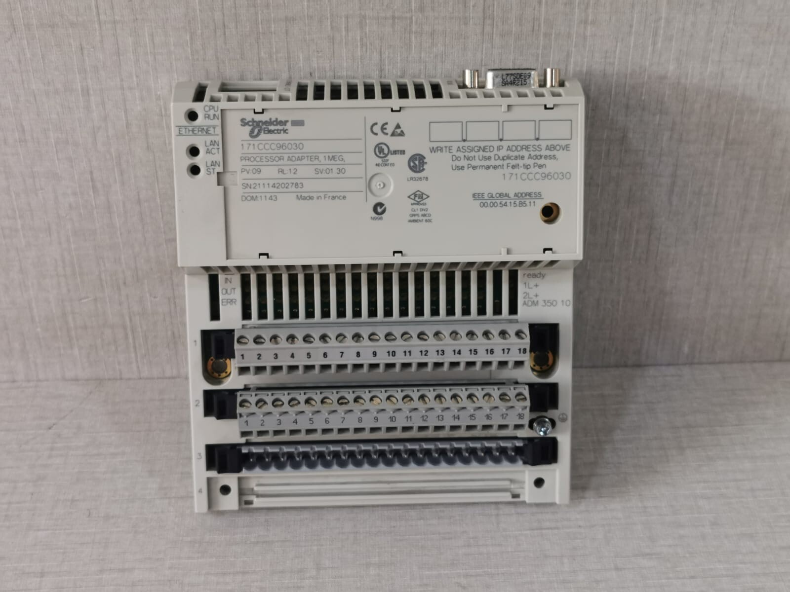 Schneider Electric 171CCC96030 Schneider Electric 171CCC96030 Processor Adapter with BASE 170ADM35010 4