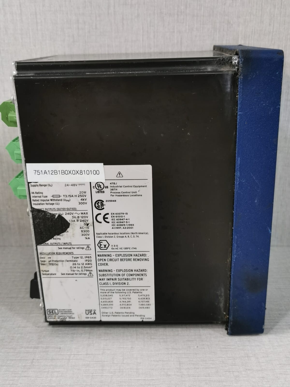 SEL SEL-751A SEL SEL-751A Feeder Protection Relay P/N: 751A12B1B0X0X810100 7